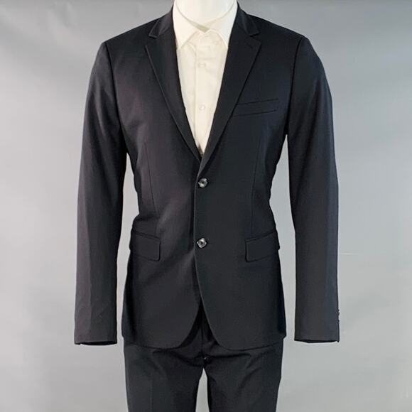 THEORY Size 40 Regular Black Wool Blend Notch Lapel Suit - Picture 1 of 15
